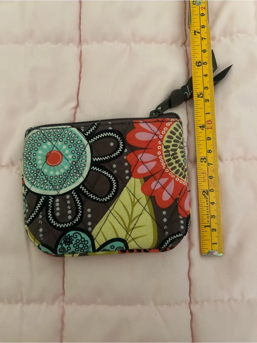 Vera Bradley Floral Quilted ID Holder & Coin Pouch - Turquoise, Brown, Red, Lime